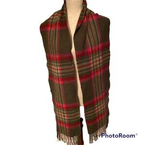SORCHA SCARF PINK GREEN PLAID LAMBSWOOL FRINGE IRELAND IRISH LONG ACCESSORY
